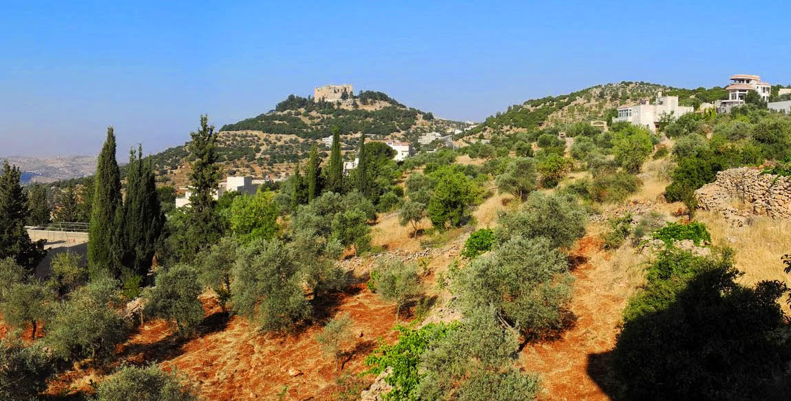 Voyage à Ajlun, montagnes autour du fort Qala'at ar-Rabad 