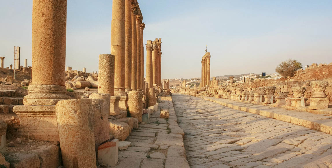 Voyage à Jerash, grandes avenues pavées