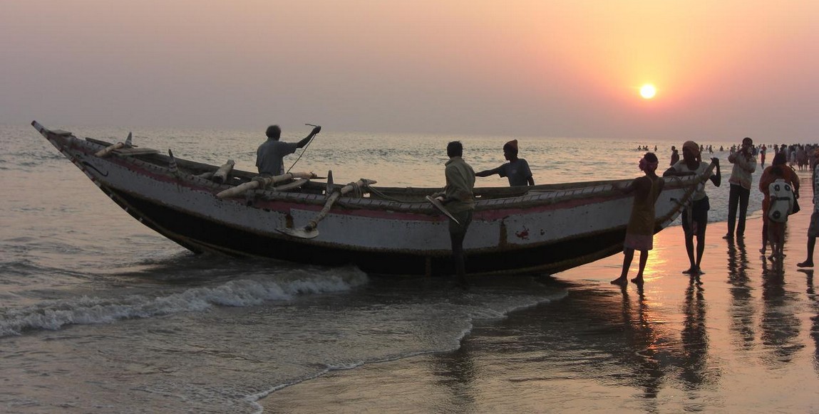 voyage de Calcutta à l'Orissa, plage de Puri