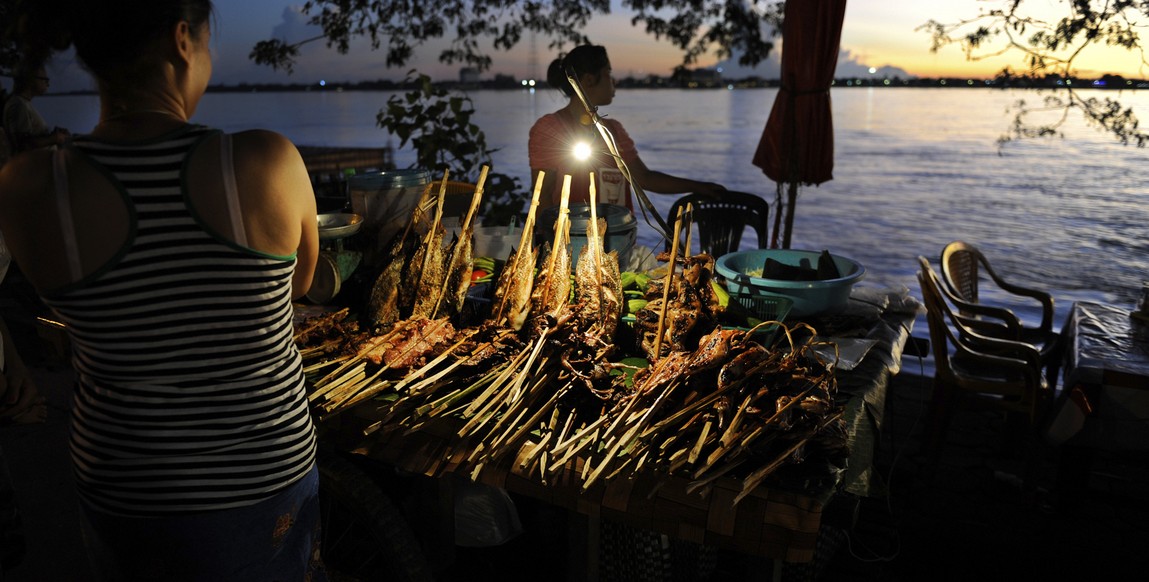 Voyage au Laos, dégustation de spécialités face au Mékong à Tha Khek